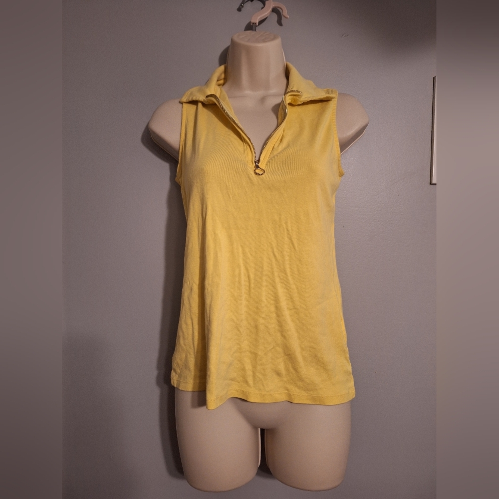 Rafaella Yellow Zip-Up Tank Top